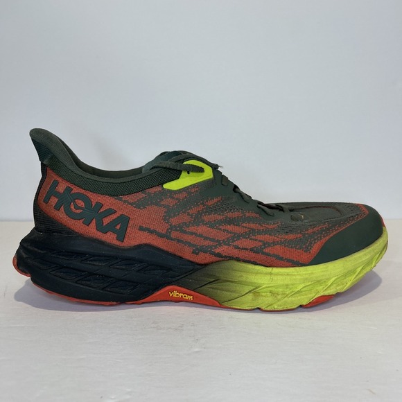 Hoka One One Speedgoat 5 Men's 12.5 Grey Orange Vibram Megagrip Running Athletic - Picture 1 of 8